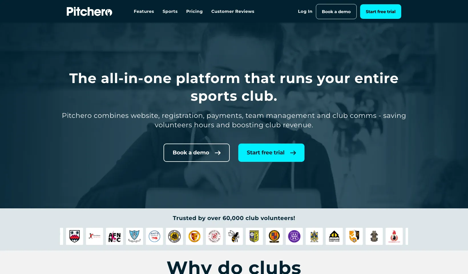 Pitchero homepage