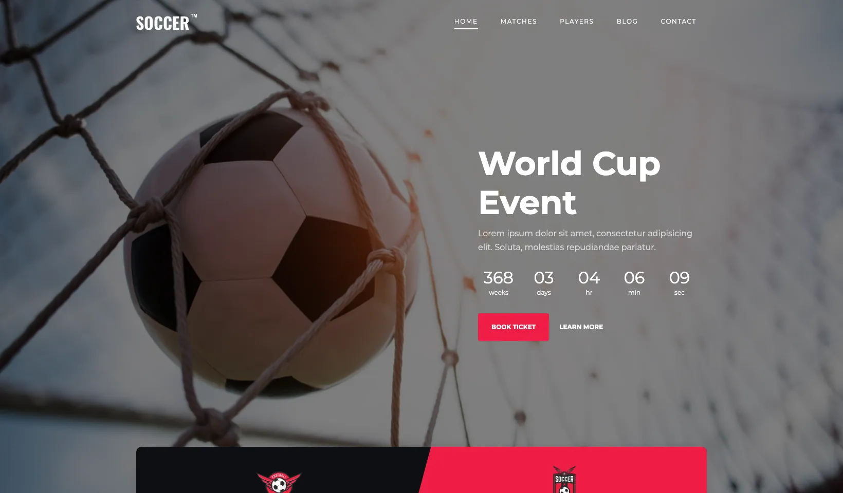 Colorlib Soccer free HTML template demo