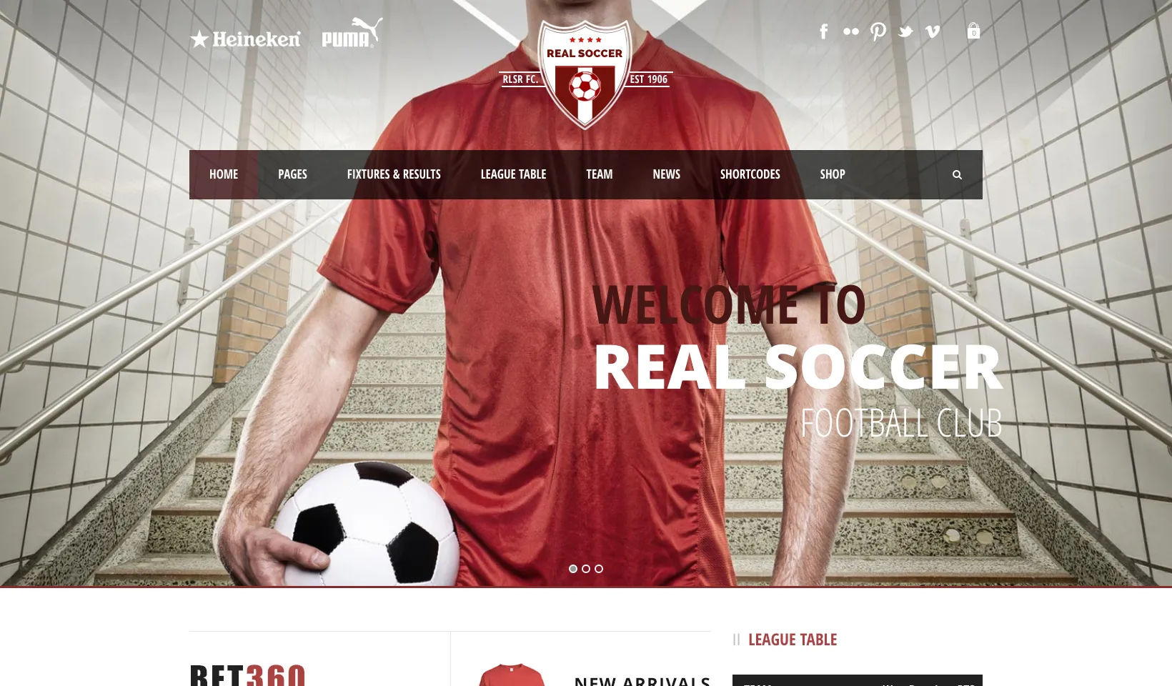 Real Soccer WordPress theme demo homepage