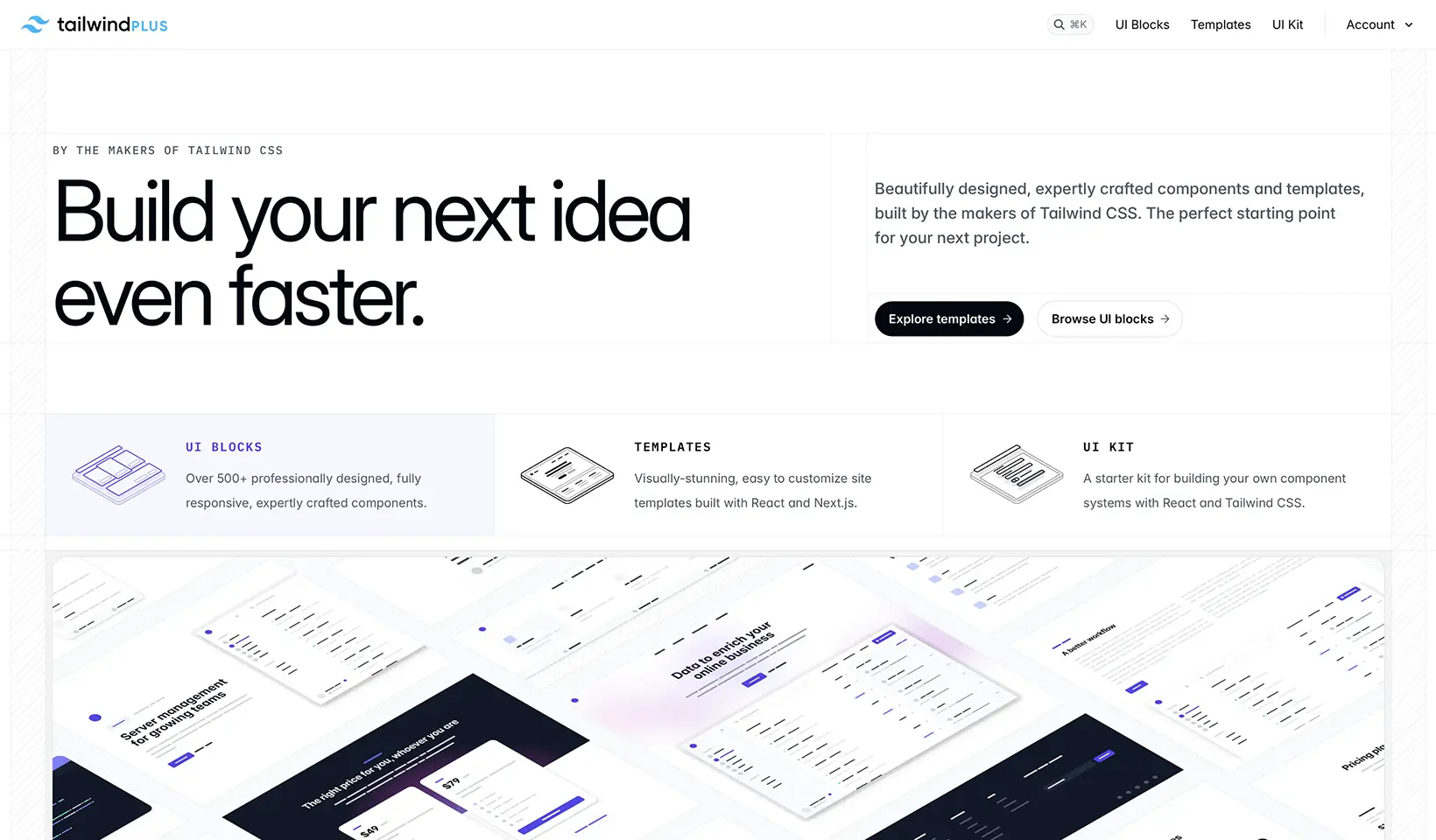Tailwind Plus website after the Shopify acquisition