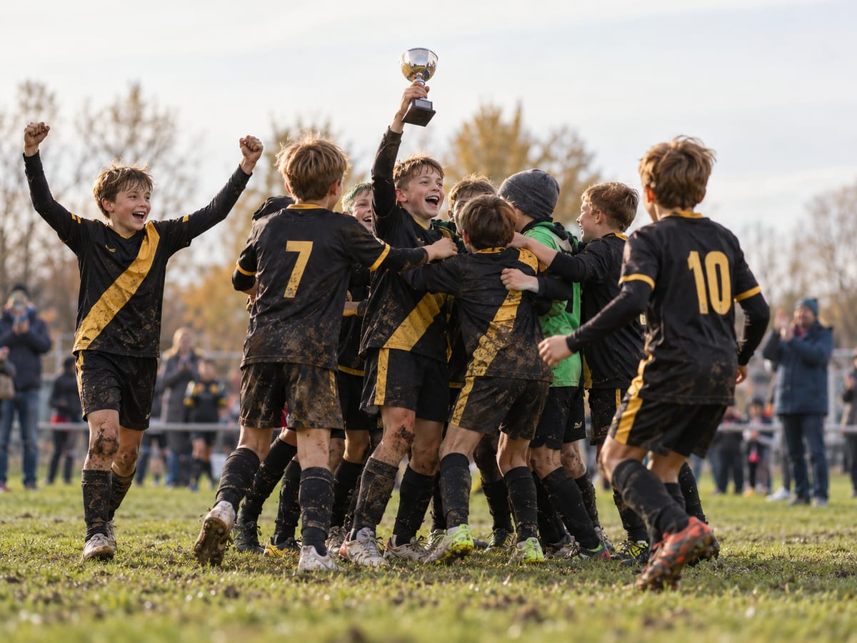 The Under 12s lifting the autumn cup
